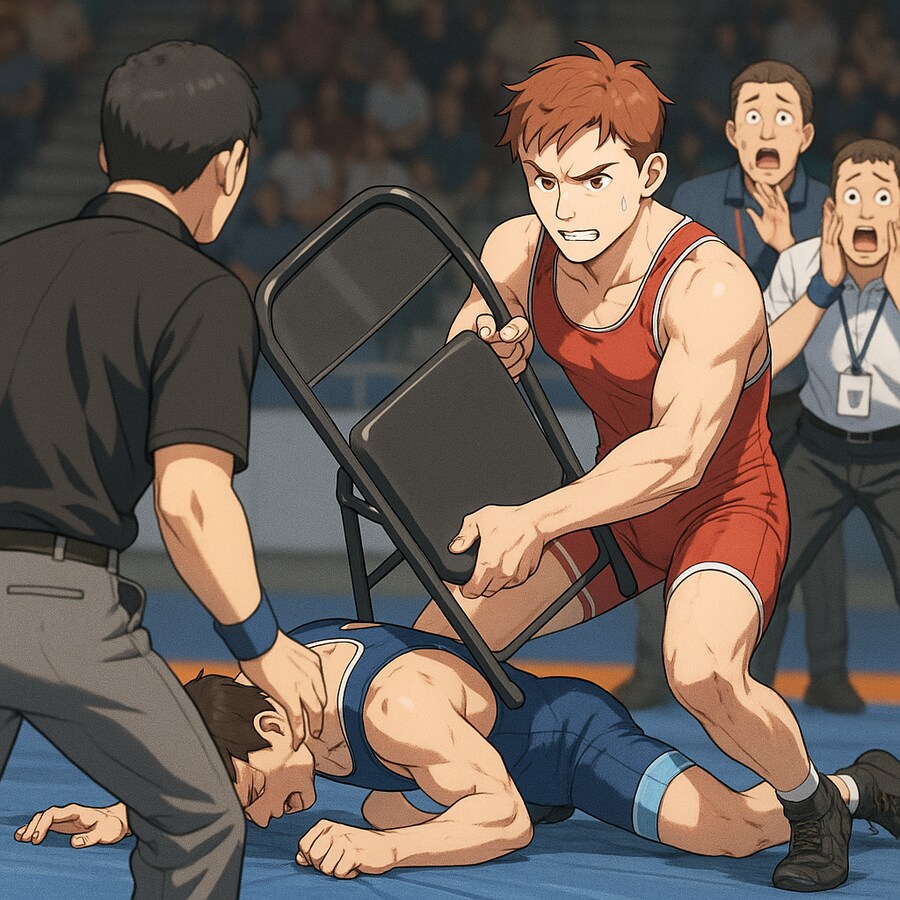 아마추어 레슬링에서 심판 몰래 체어샷을 쓰면 어떻게 될까?_1.png