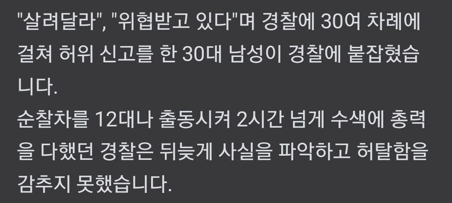 '살려주세요!!'....34차례 허위신고로 순찰차 12대 뺑뺑이 수색_5.png