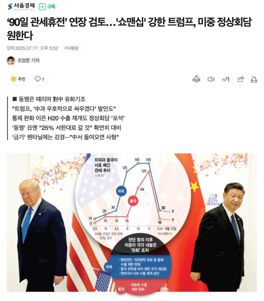 ‘90일 관세휴전’ 연장 검토…'쇼맨십' 강한 트럼프, 미중 정상회담 원한다_1.png