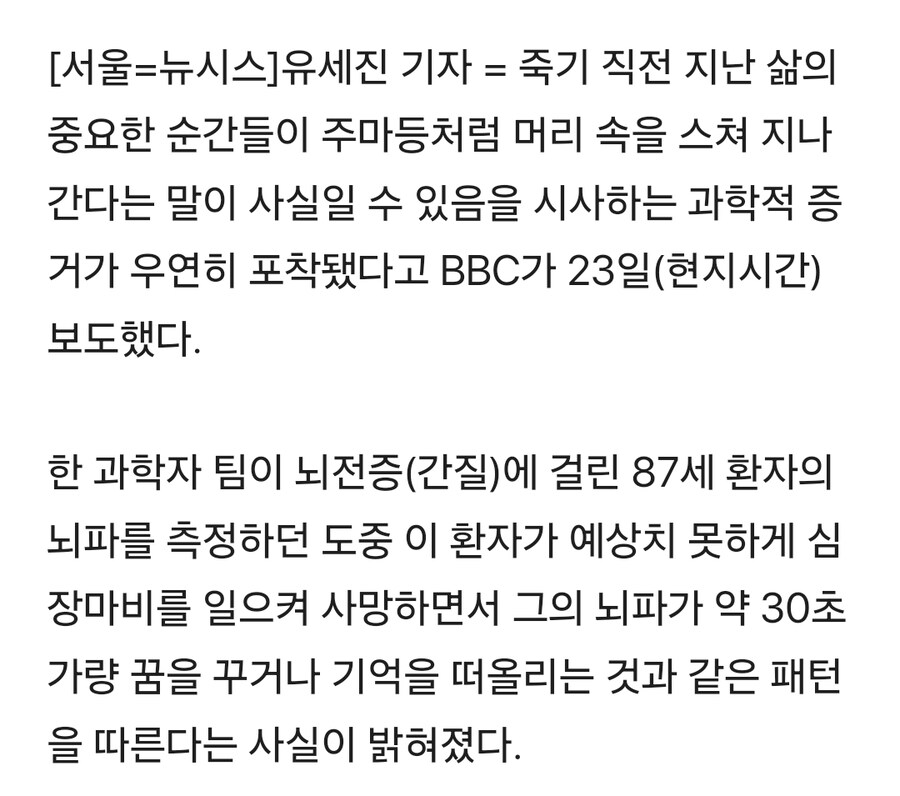 "죽기 직전 지난 삶 주마등처럼 지나간다" 사실_2.jpg