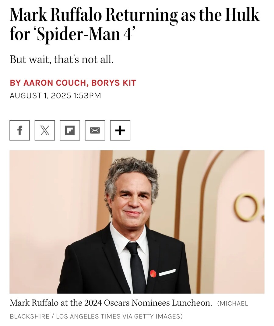 MCU)마크 러팔로, 스파이더맨4에서 헐크로 복귀_1.jpg