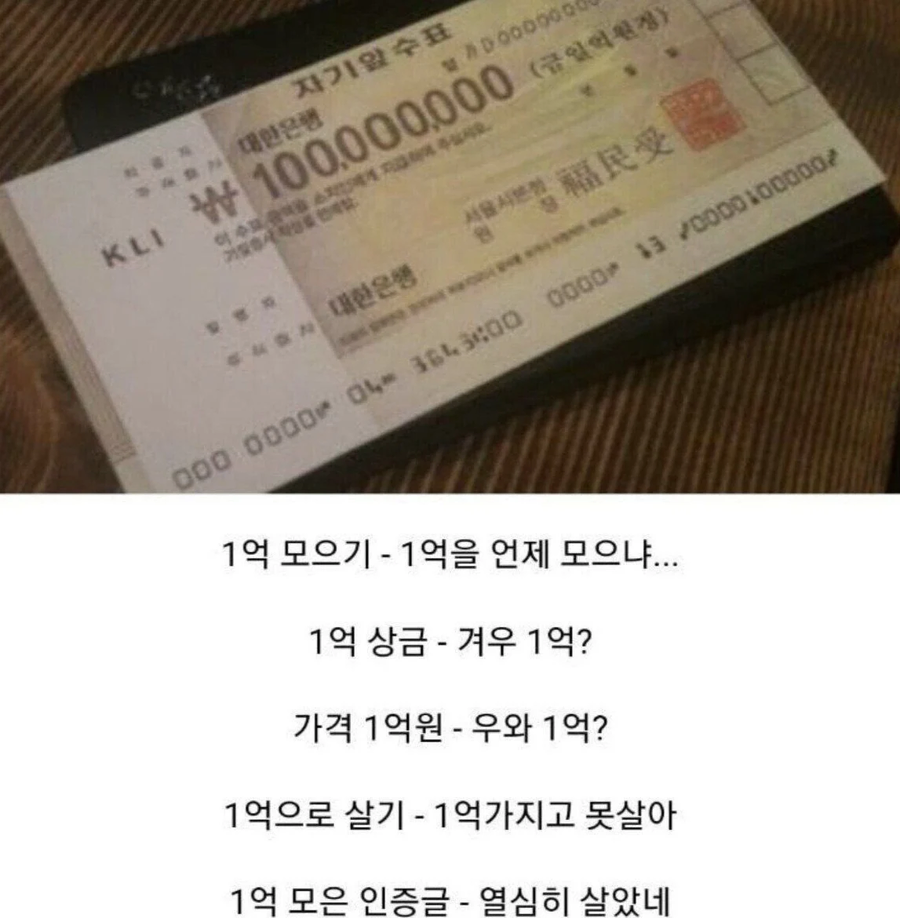 1억에 대한 인식