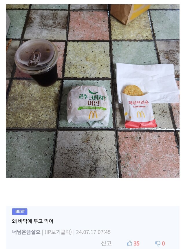 화장실 바닥에서 햄버거 먹던 유게이 근황.jpg