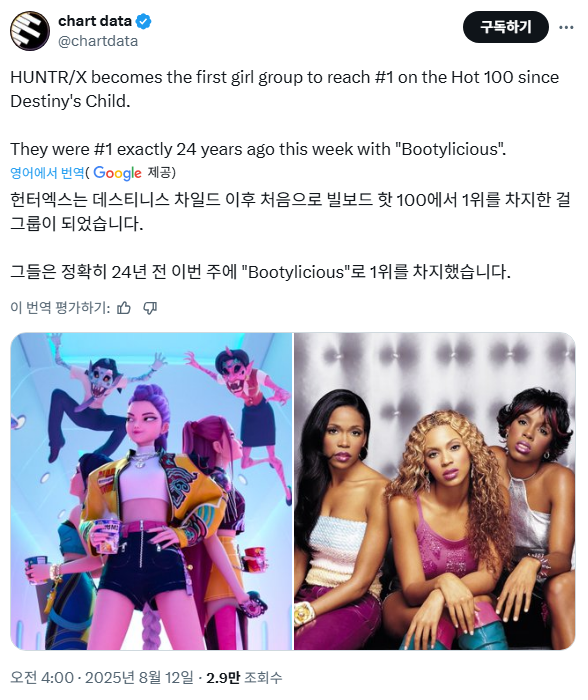 케데헌) 24년만에 빌보드 핫100 1위한 걸그룹_2.png