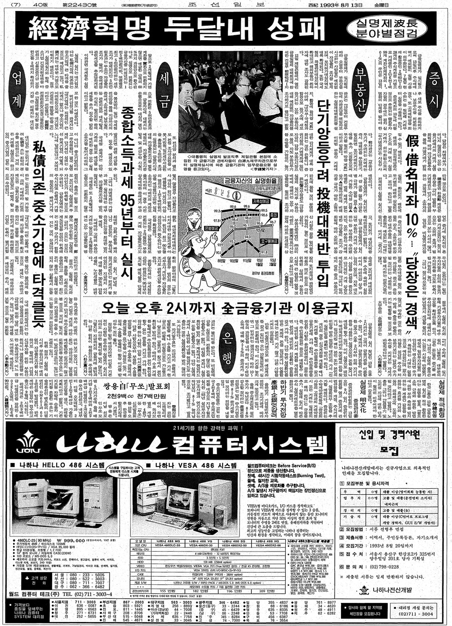 옛날신문) 금융실명제 전면 단행 (1993.8.13 조선)_5.jpg