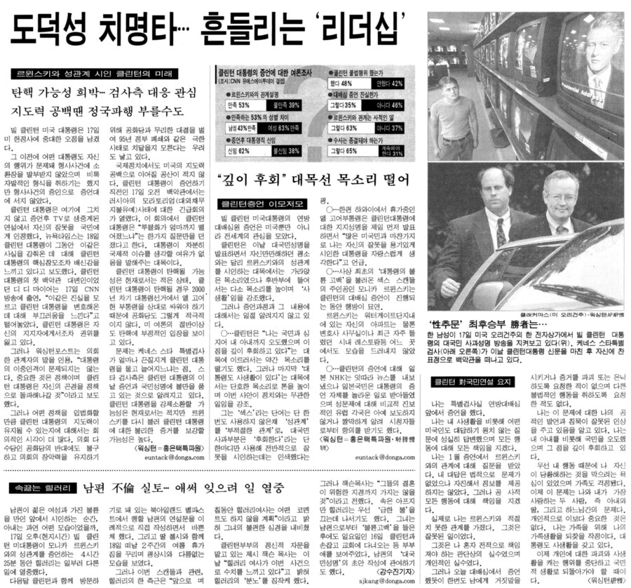 옛날신문) 클린턴 대통령이 '르윈스키 스캔들' 관련 대국민 사과 연설을 하다_2.jpg