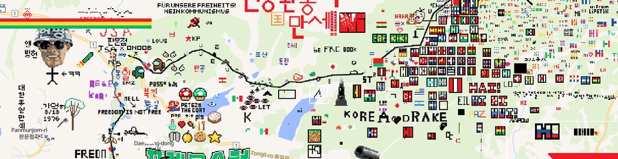 Wplace) 남한/북한 군사분계선에서 전쟁놀이하는 전세계 유저들_4.png