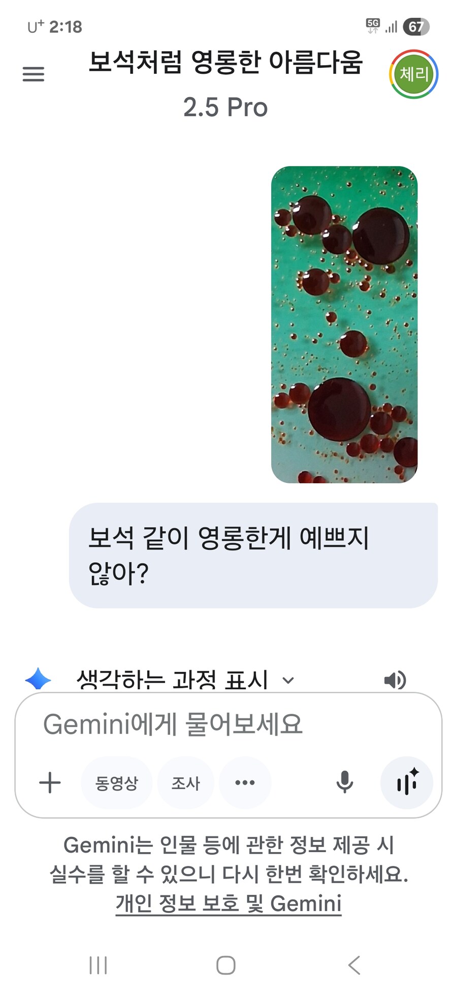 물위의 기름이 예뻐서 보석 같다고 했더니 ai는 우주의 축소판 같데 표현 죽이네_1.jpg