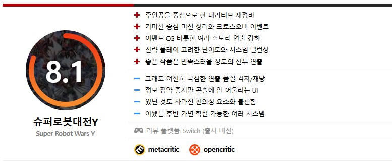 '슈퍼로봇대전 Y' 인벤 리뷰 및 점수_1.png