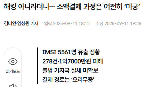 해킹 아니라더니… 소액결제 과정은 여전히 ‘미궁’_1.jpg