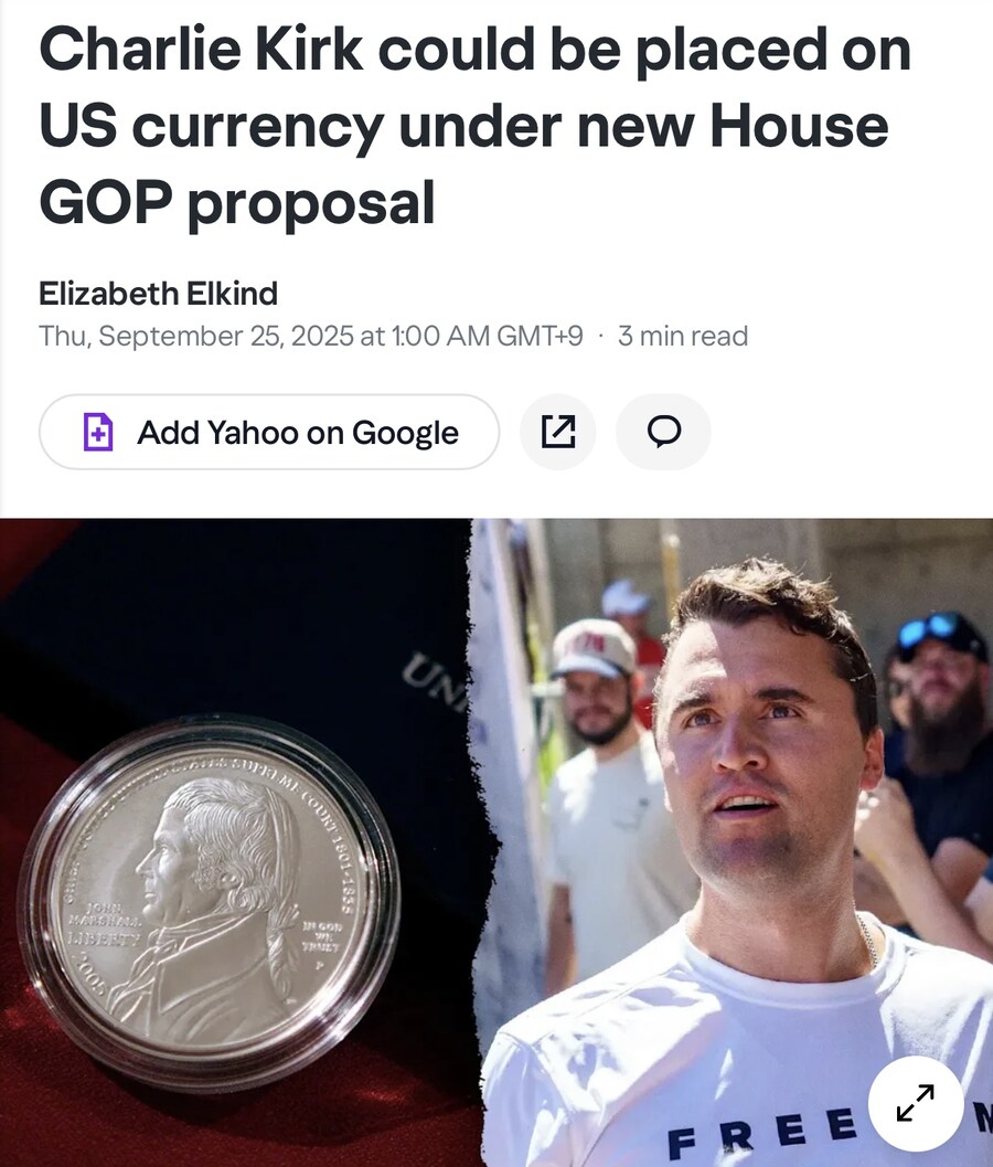 공화당 “찰리 커크 새겨진 동전 발행 제안”.jpg_1.jpg