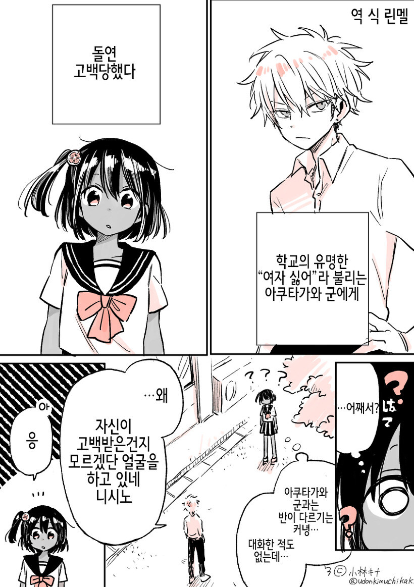 여자 알러지 학교 꽃미남이 여장남자에게 고백하는 만화_1.jpg