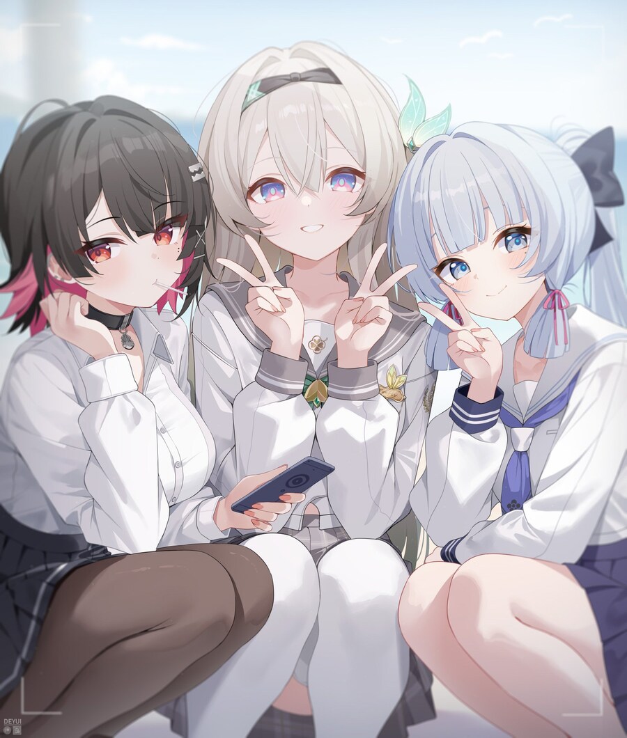 [원신,스타레일,젠레스] 교복 입은 엘렌, 반디와 아야카_1.jpg