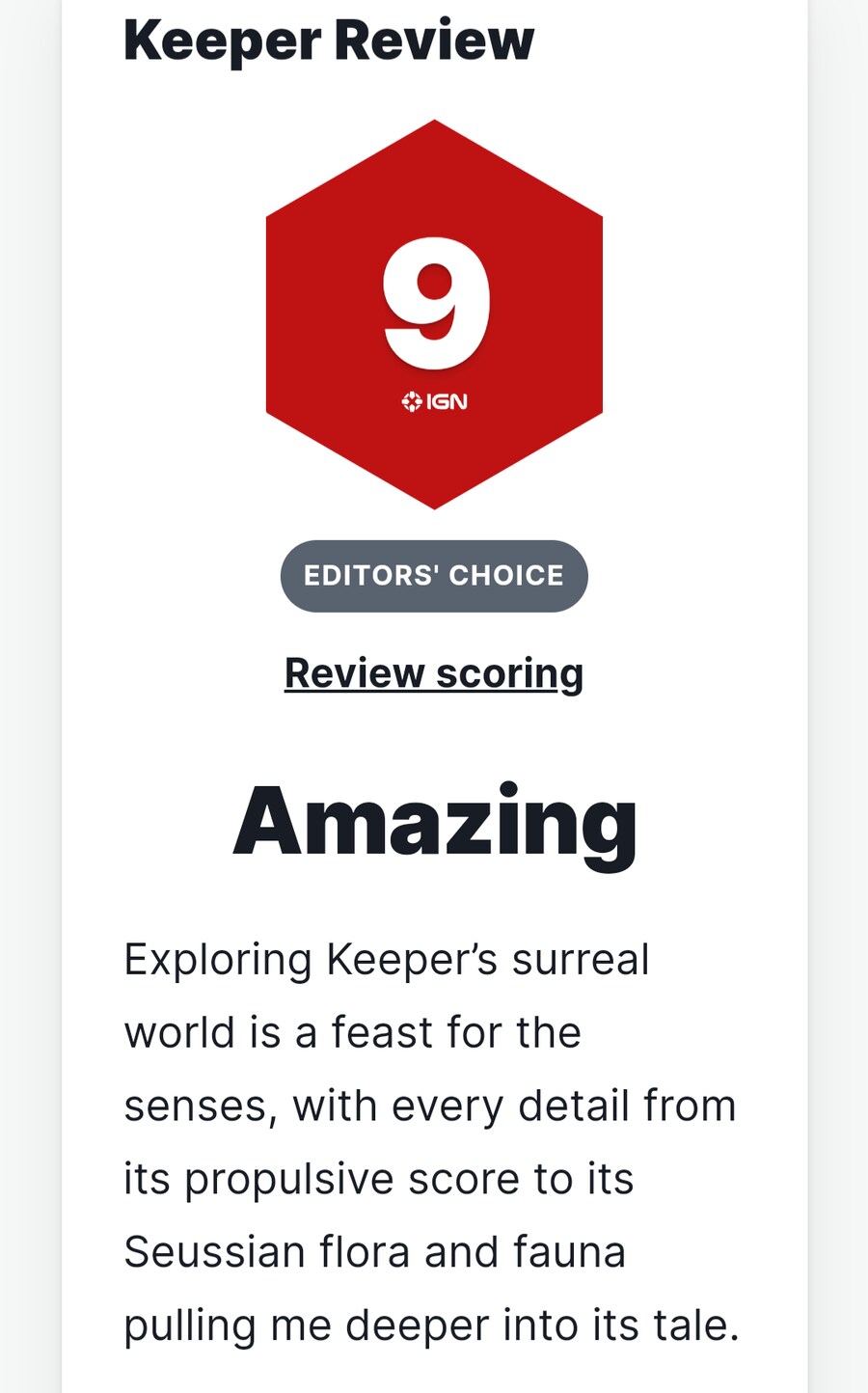 더블파인의 키퍼 IGN 리뷰 점수_1.png