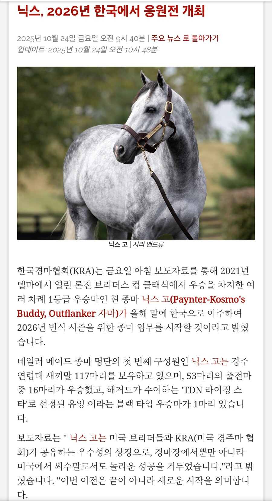 K경마) 한국마사회가 가진 G1 5승 경주마 닉스고 26년부터 한국에 온다_1.jpg