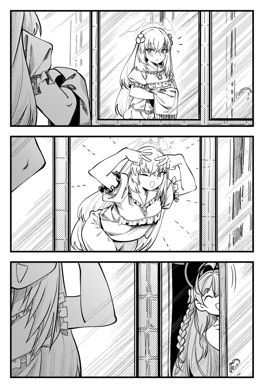 거울을 보며 왓삐 하는 잠옷 사쿠라코.manhwa_1.png