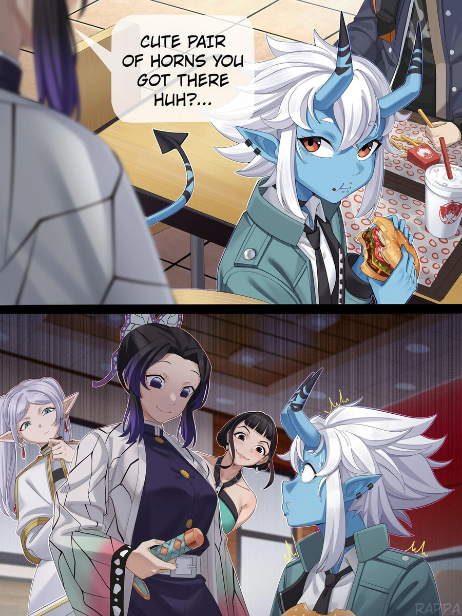 젠존제, 귀멸, 케데헌, 프리렌) ???: 뿔이 있구나?_1.webp