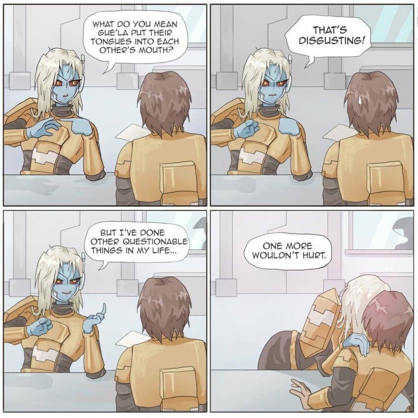 “인류에게는 서로의 입안에 혀를 넣는 역겨운 풍습이 있다고?”_1.jpg