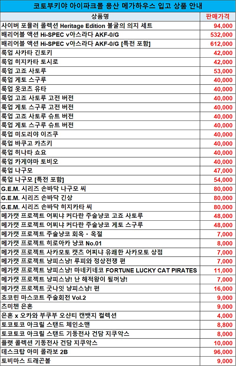 코토 한국 아이파크몰 용산. 메가하우스 상품 입고 안내_3.png