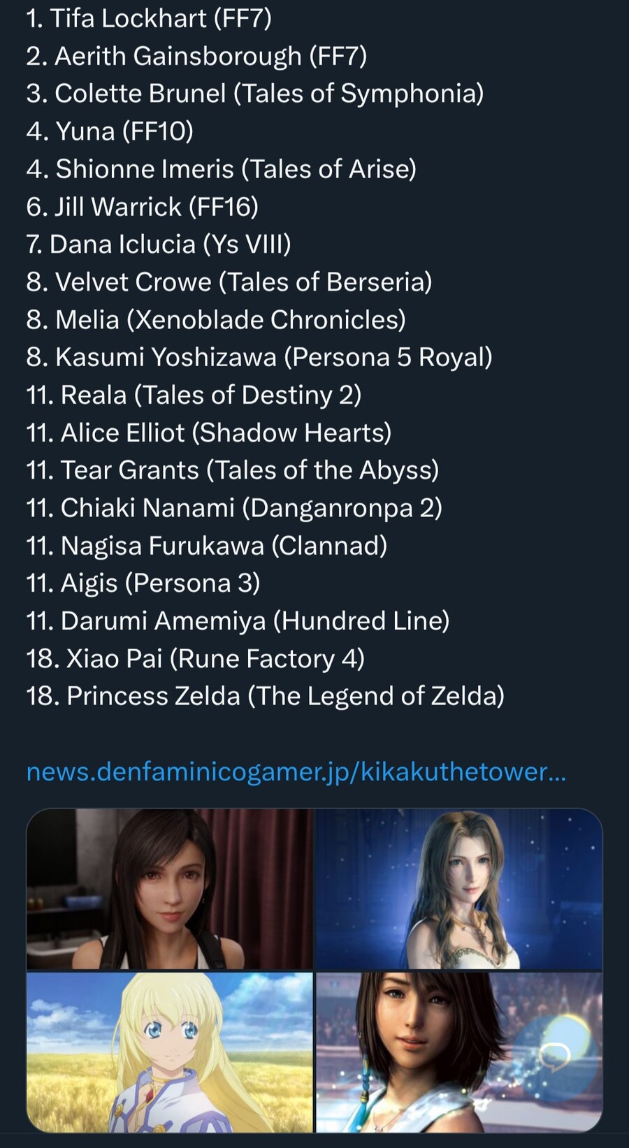 日 덴파미 독자들이 뽑은 응원하고 싶은 게임 히로인 TOP18_1.jpg