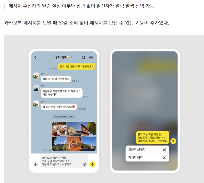 "카톡" 알림 안 울리게⋯카카오, '조용히 보내기' 도입_1.png