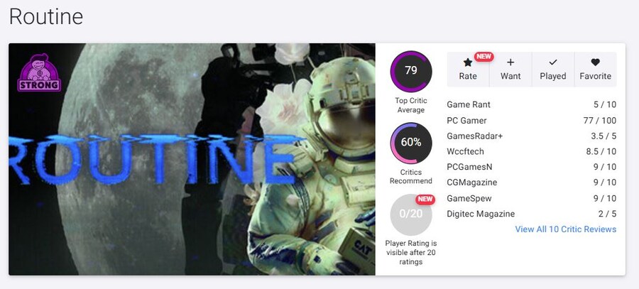 SF 호러 게임 "루틴" 메타크리틱/오픈크리틱 평점_2.jpg
