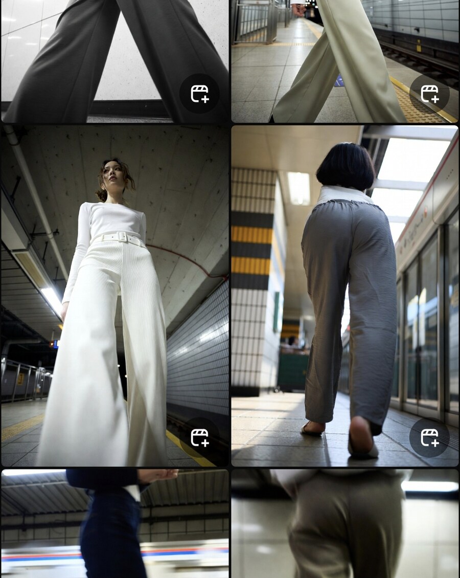 AI) AI! 편한 바지 입고 다리가 긴 여성이 걷는 짤 만들어줘!_1.jpg