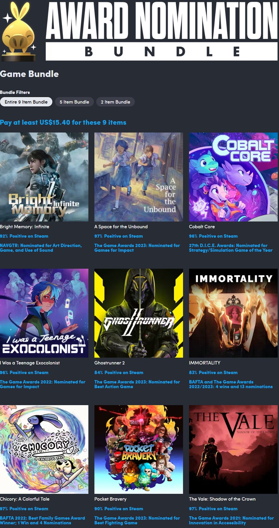 [험블번들] 어워드 노미네이션 번들 / $7.70-$15.40_1.png