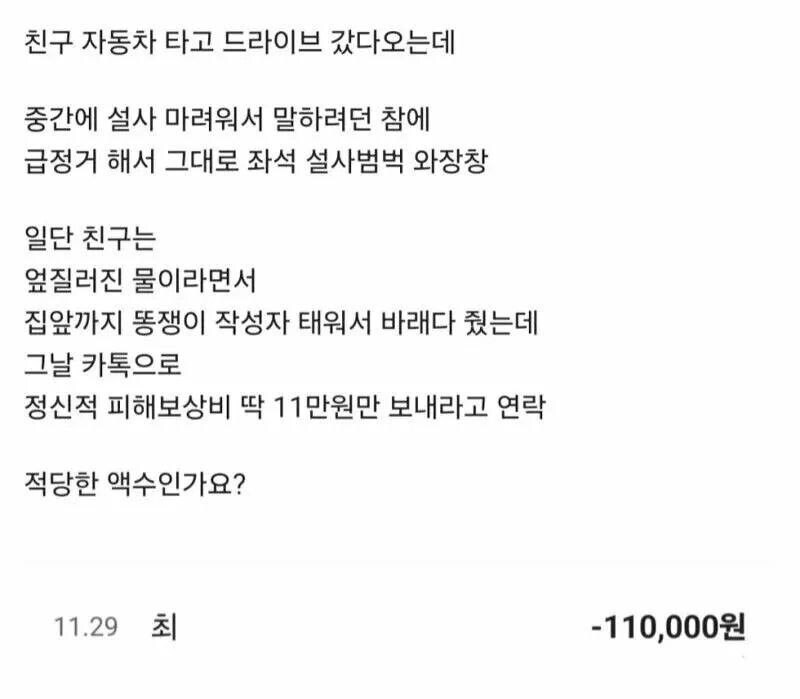친구차에 똥쌌는데 얼마 줘야되나요?_1.jpg