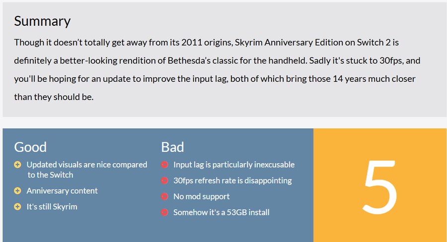 NS2 엘더 스크롤 V: 스카이림 40점 리뷰 및 50점 리뷰 내용_1.png