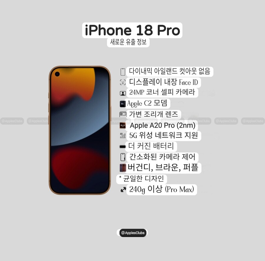 (루머) Apple iPhone 18 Pro 신규 유출 스펙_2.jpg