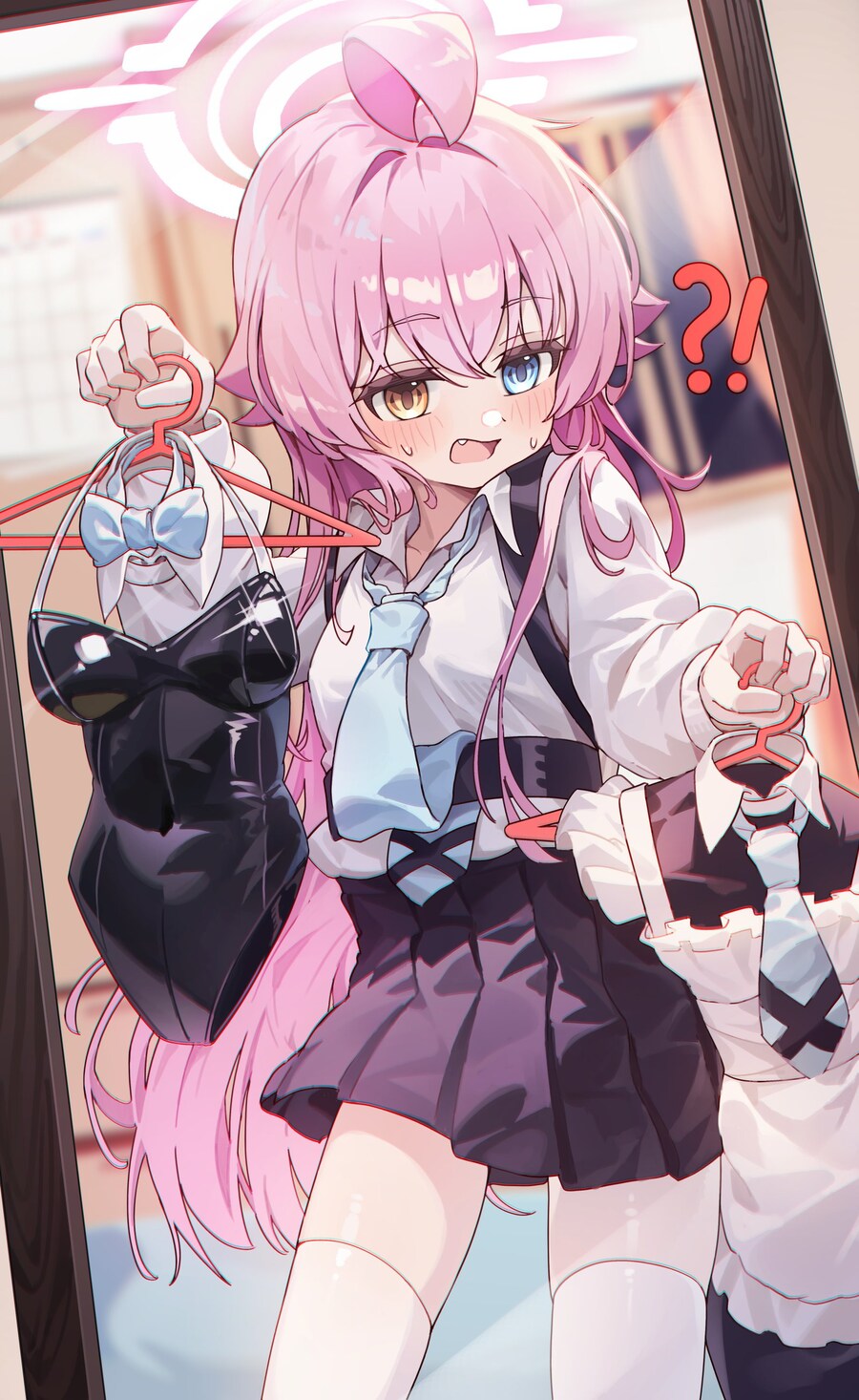 블루아카] 바니걸의상과 메이드복 중 하나 고르는 호시노_1.jpg