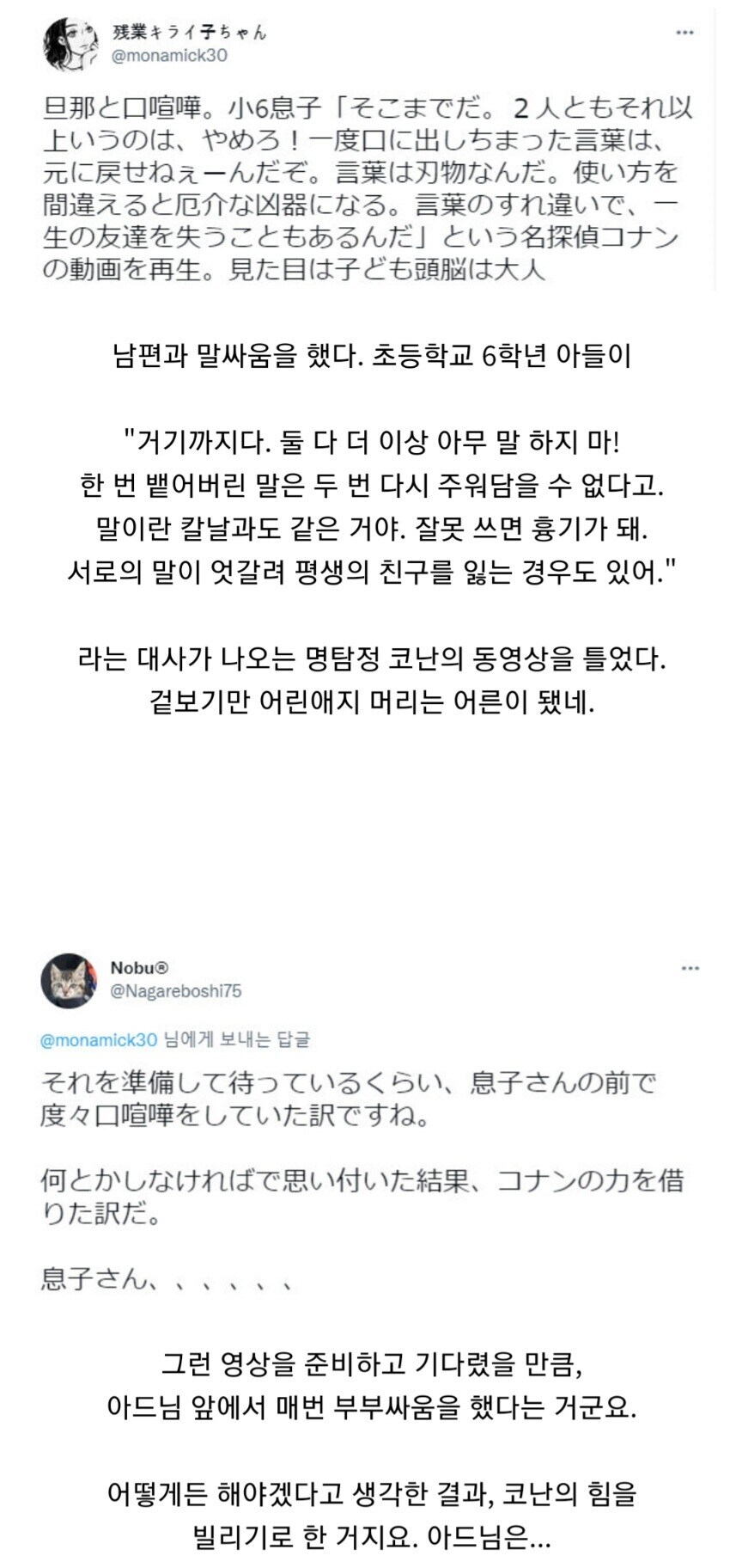 부모님 부부싸움에 명탐정 코난을 개입시킨 초 6 아들_1.jpg