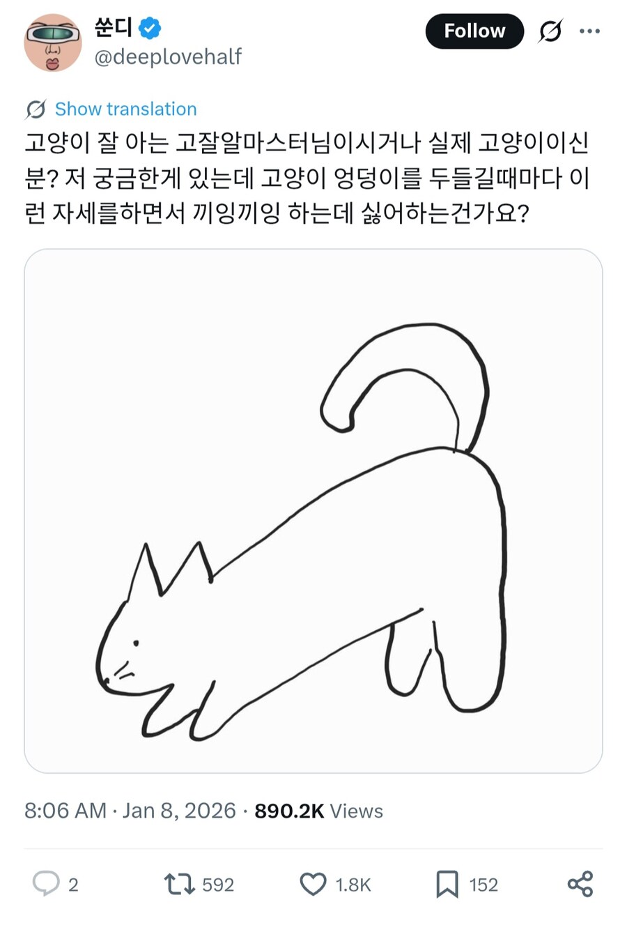고양이가 이러면 좋아하는 건가요