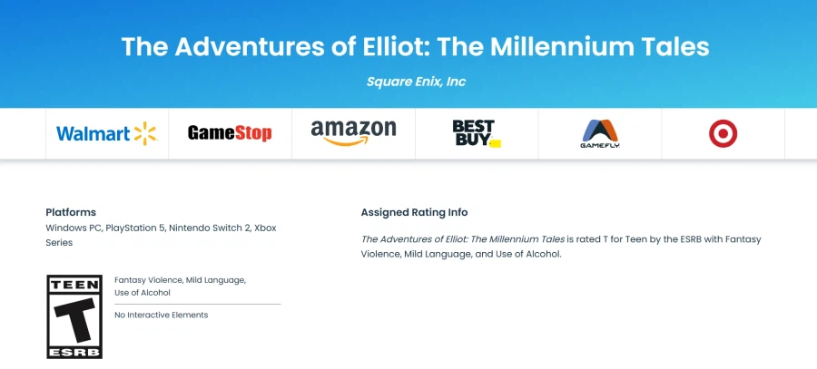 모험가 엘리엇의 천년 이야기 미국 ESRB 심의 통과 확인_1.webp