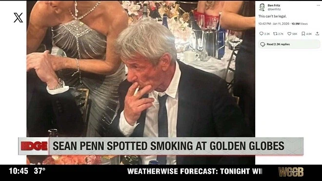 배우 숀 펜 골든 글로브 시상식 중 실내 흡연 논란_1.webp