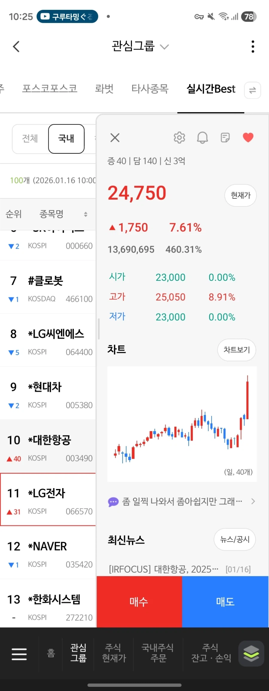 주식 대한항공은 왜 올라