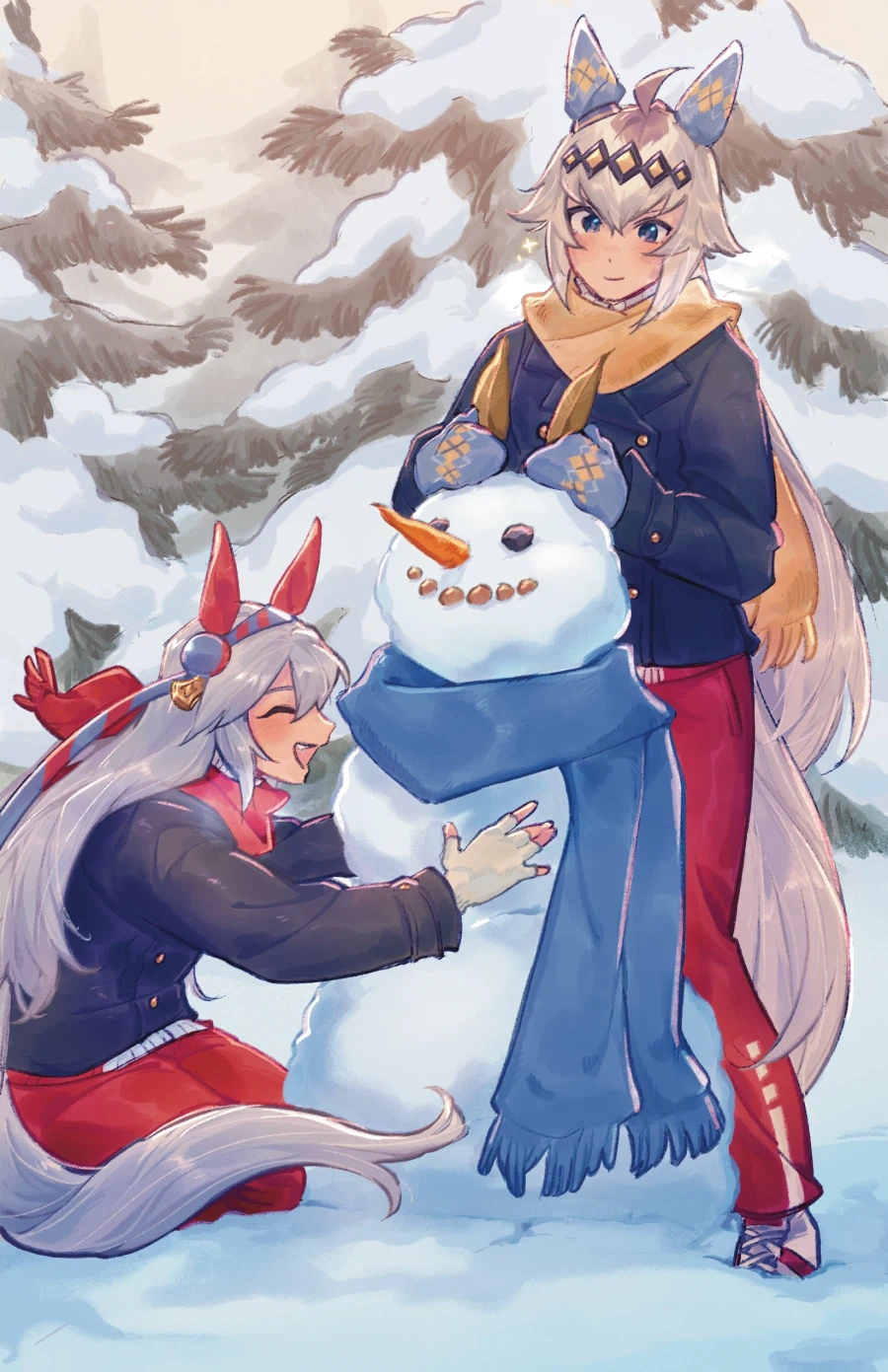 [말딸] 눈사람을 만든 오구리와 타마_1.webp