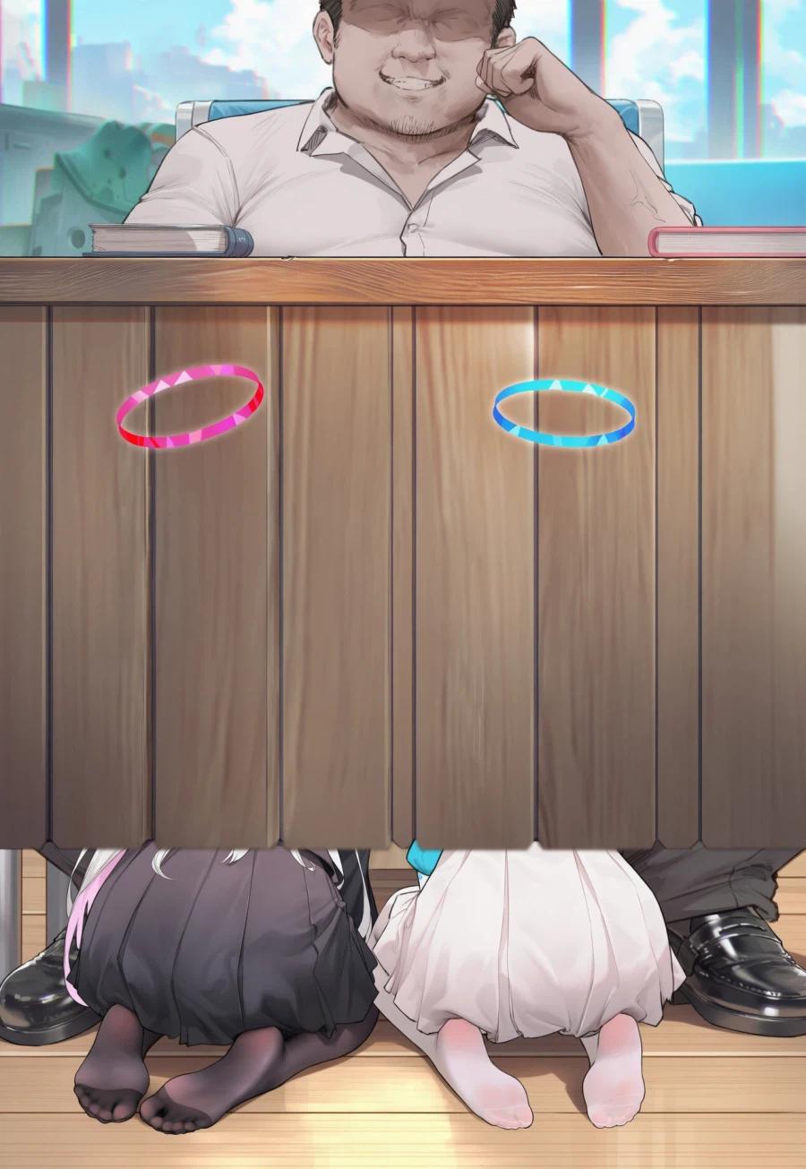 블루아카,ai) 아로프라 책상 아래에서.ai_1.webp