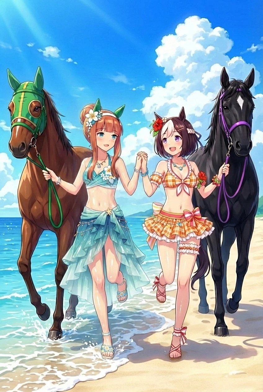 [말딸] AI가 그린 스페'들'과 스즈카'들'의 여름_1.webp