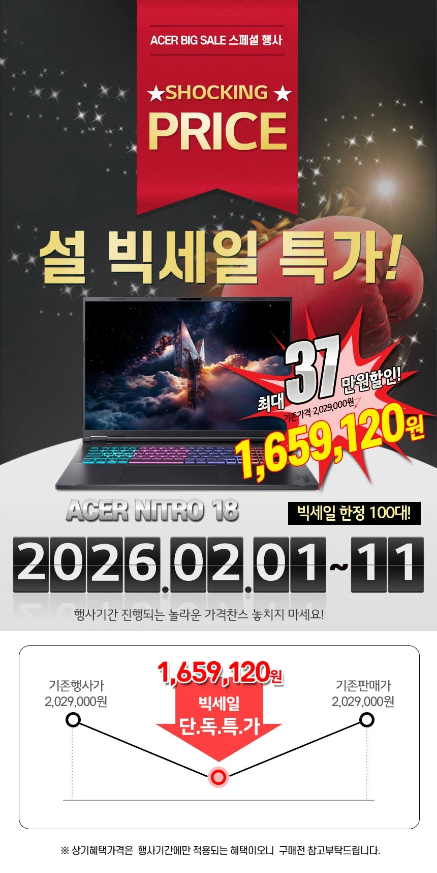 [지마켓/옥션] 에이서 니트로 18 게이밍노트북 / 165만_1.webp