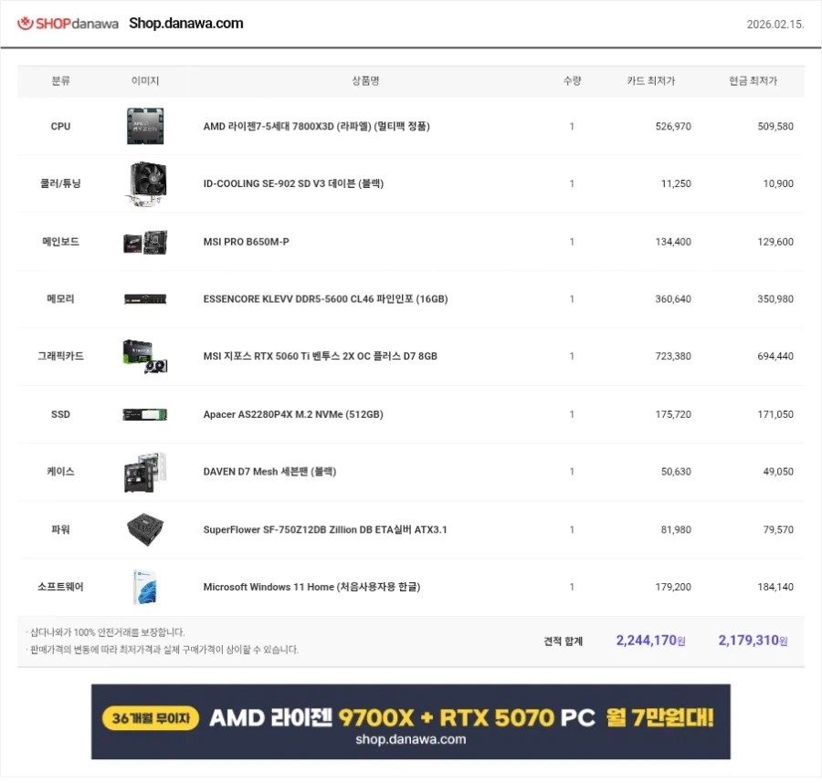 컴퓨터 견적 내 방식대로 해봣는데 적당한가?_1.webp