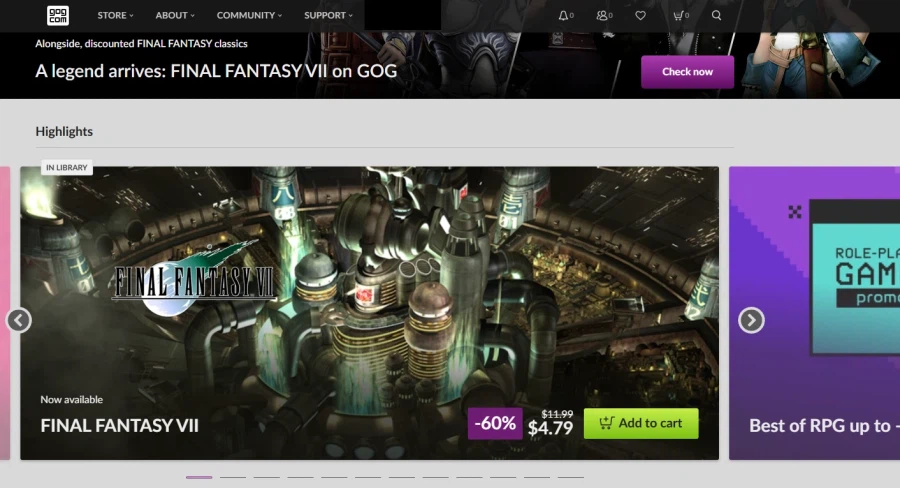 [GOG] 파이널 판타지 7-9 신규 입점 (60% 할인 중)_1.webp