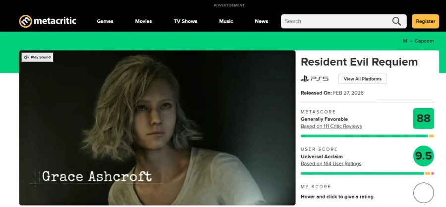 바이오하자드 레퀴엠 메타크리틱 유저평점 95점 달성_1.webp