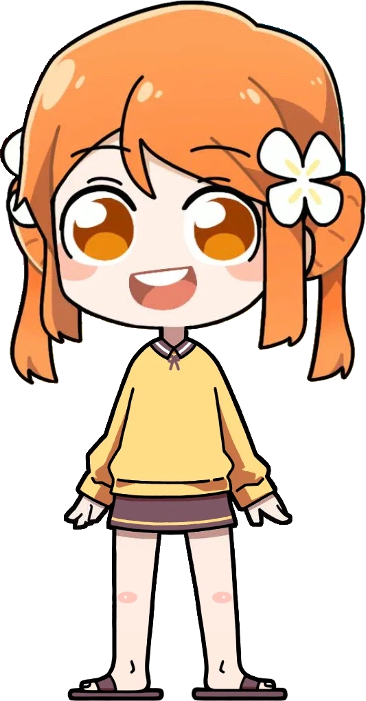 꽃핀 캐릭터 한여름 날씨에 긴팔 + 짧은 치마 + 맨다리 + 신발(장화➡️슬리퍼)_2.webp