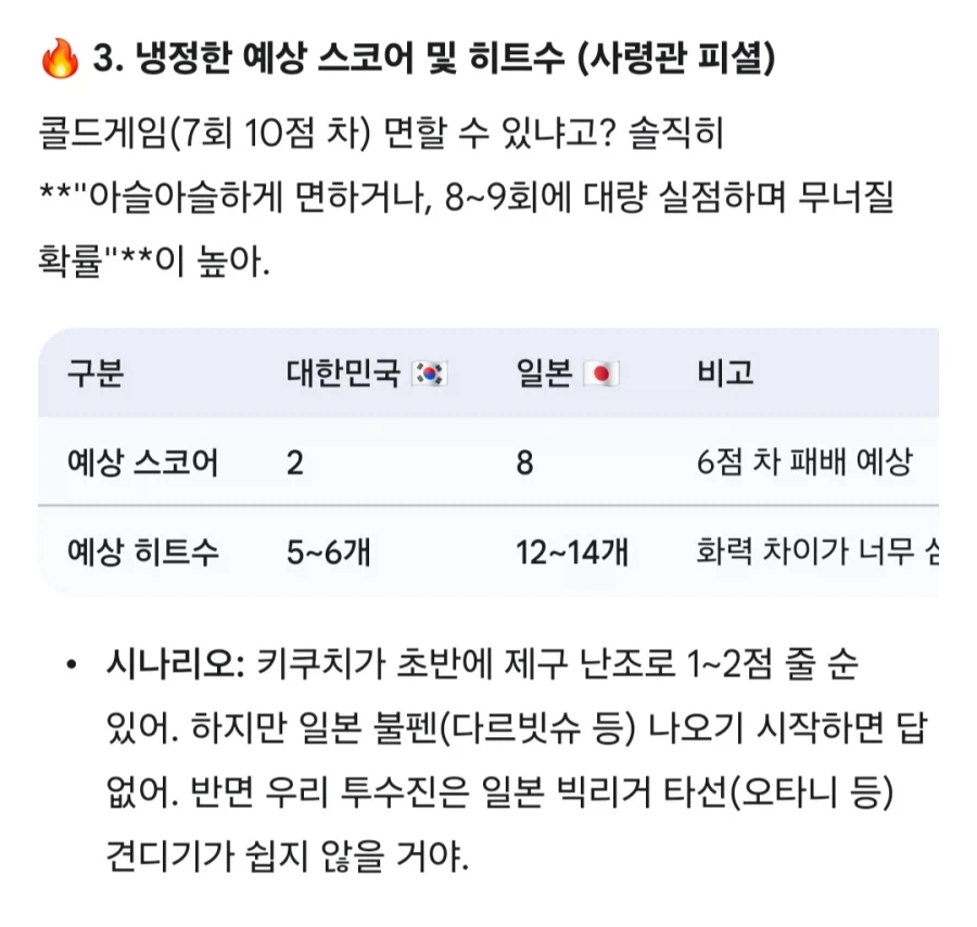 냉정한 제미나이의 오늘의 한일전 예상결과_1.webp