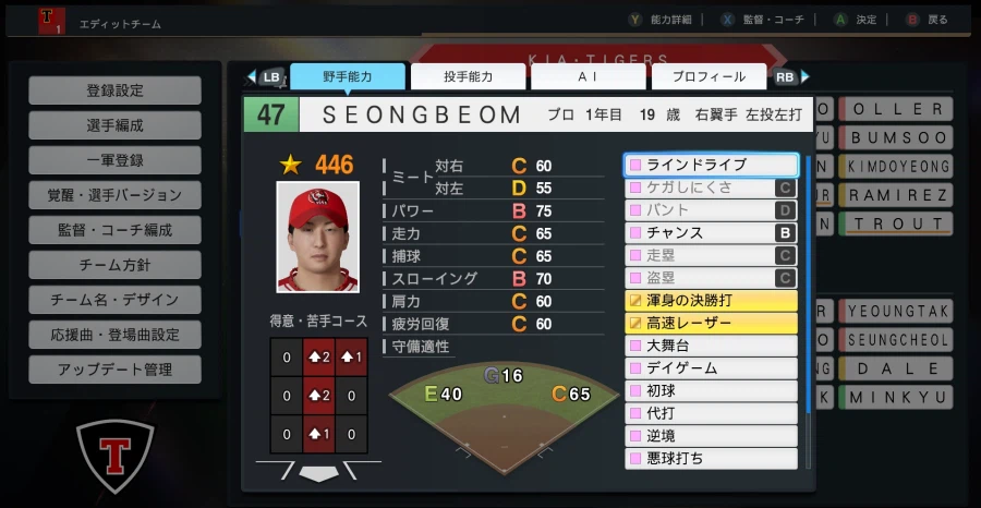 [프로야구스피리츠2026] 기아타이거즈 KBO 구단 영문 풀로스터 업로드_11.webp