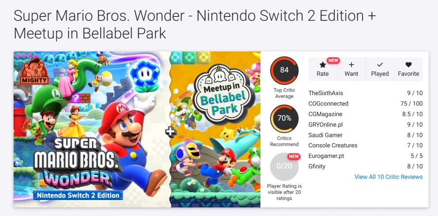 슈퍼 마리오브라더스 원더 NS2 에디션 + 다함께 방울 파크 오픈크리틱 등재_1.webp