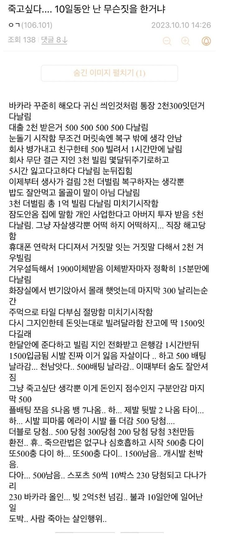 10일만에 빚 2억 5천 생겼다는 디씨인