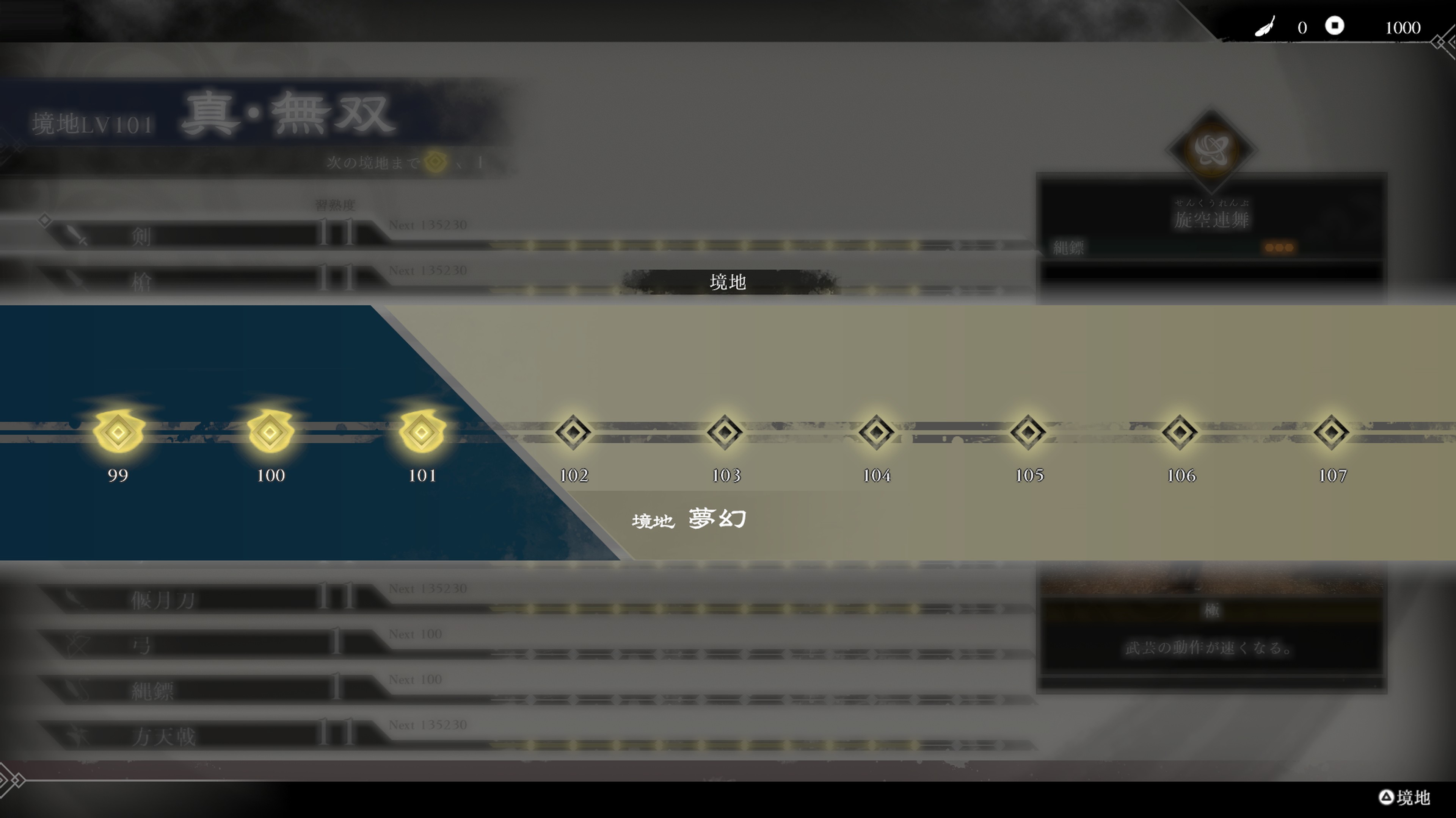 진삼국무쌍 ORIGINS 몽환의 사영걸 경지 레벨스킬 패널 추가